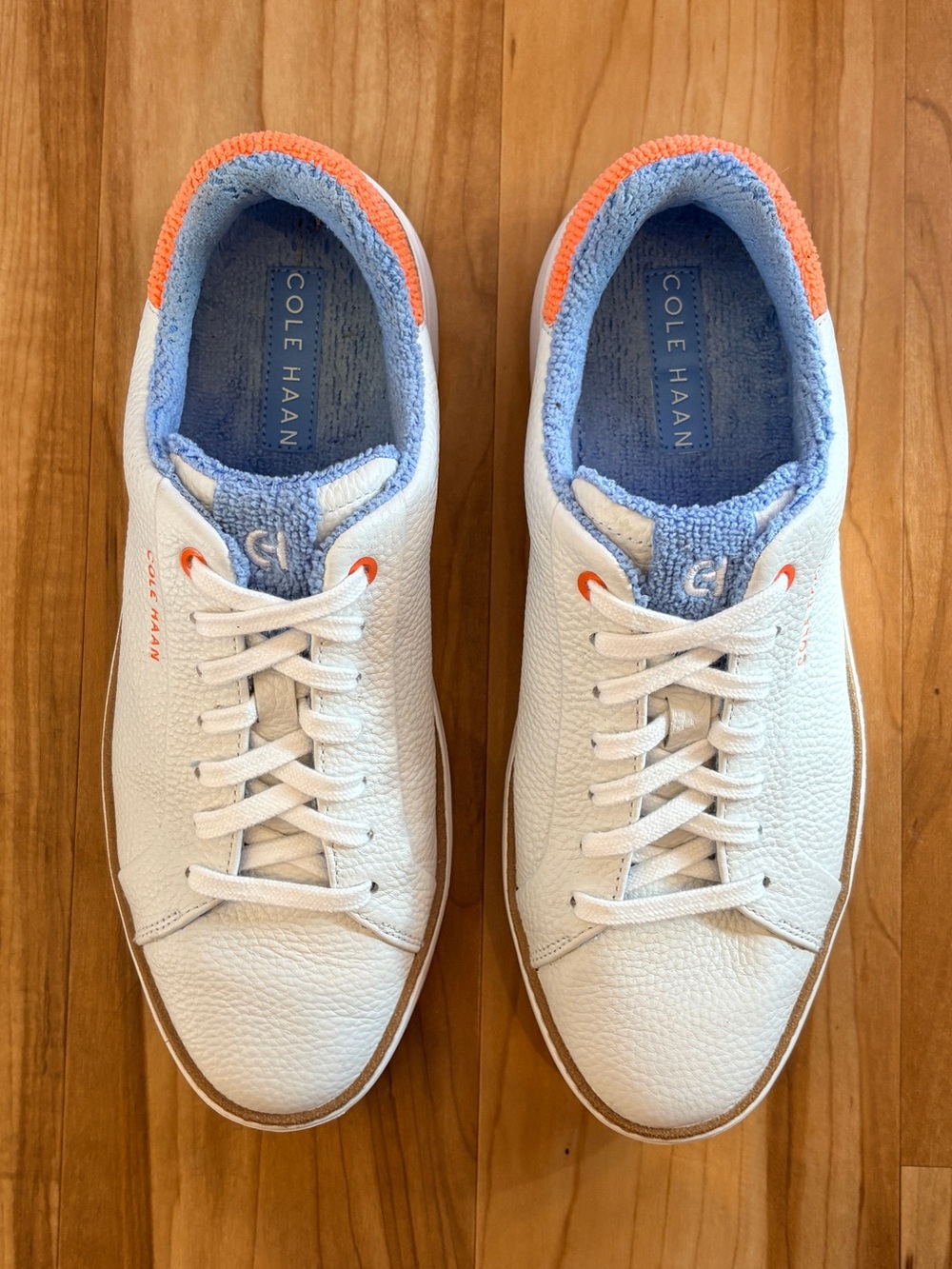 Cole Haan White Sneakers with Blue and Orange Accents - Picture 3 of 8